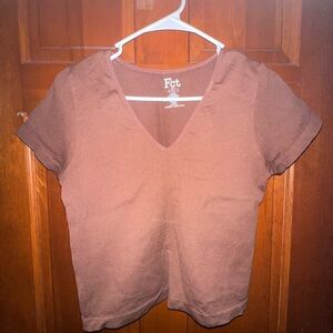 Fct Women's Brown V-Neck Crop Top
